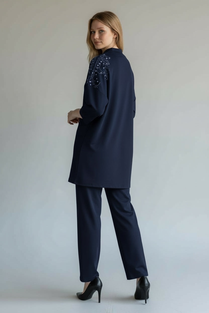 Metal Stone Detailed Set Navy