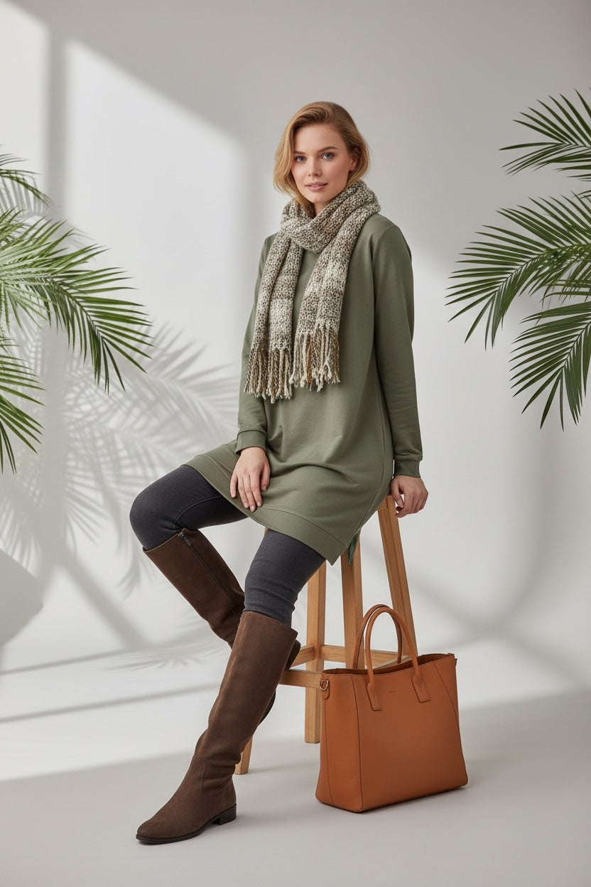 Basic Cotton Solid Color Tunic Dark Pink