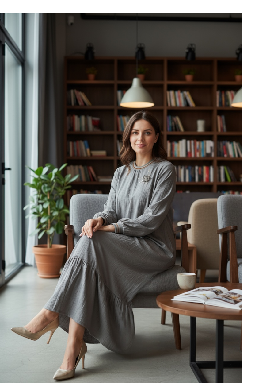 Long Sleeve Casual Elegant Cotton Maxi Dress Stone Beige