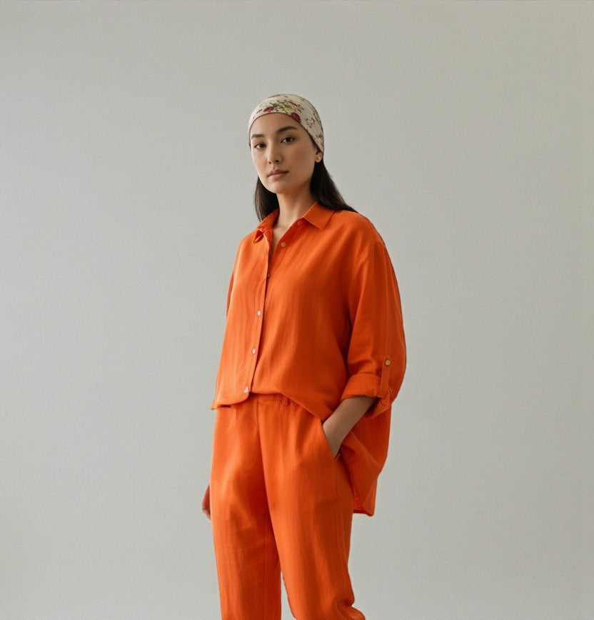 Pure Cotton Shirt and Shalwar Set Vermilion