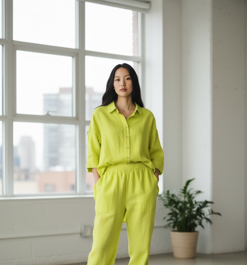 Pure Cotton Shirt and Shalwar Set Lemon Green