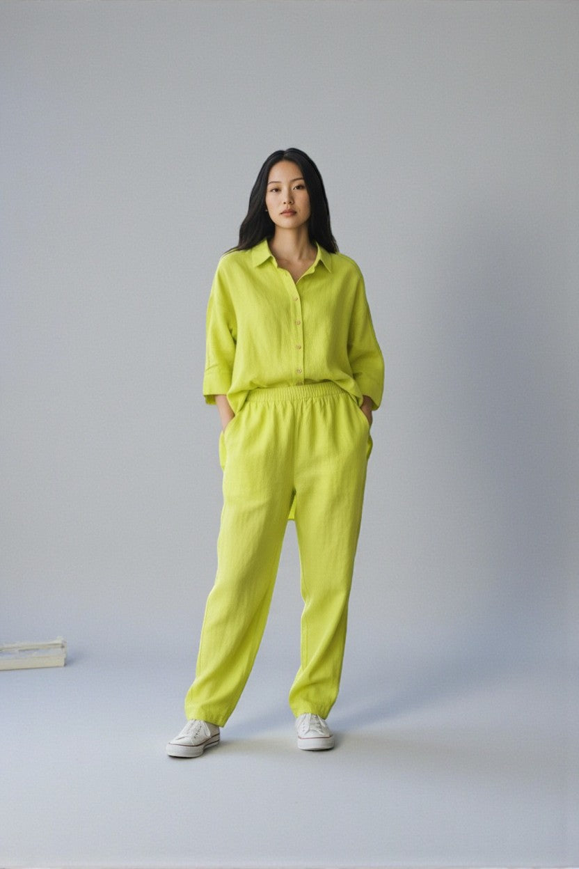 Pure Cotton Shirt and Shalwar Set Bright Green