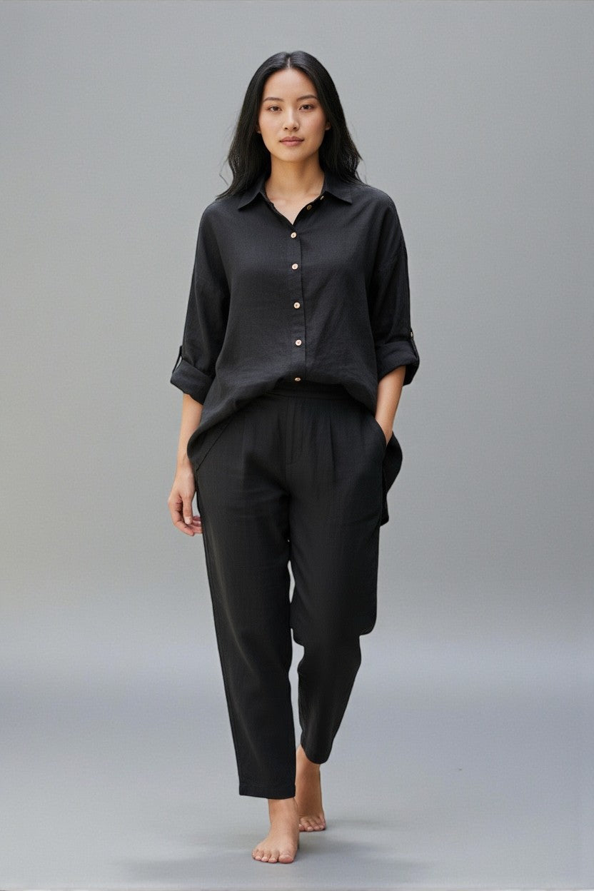 Pure Cotton Shirt and Shalwar Set Black