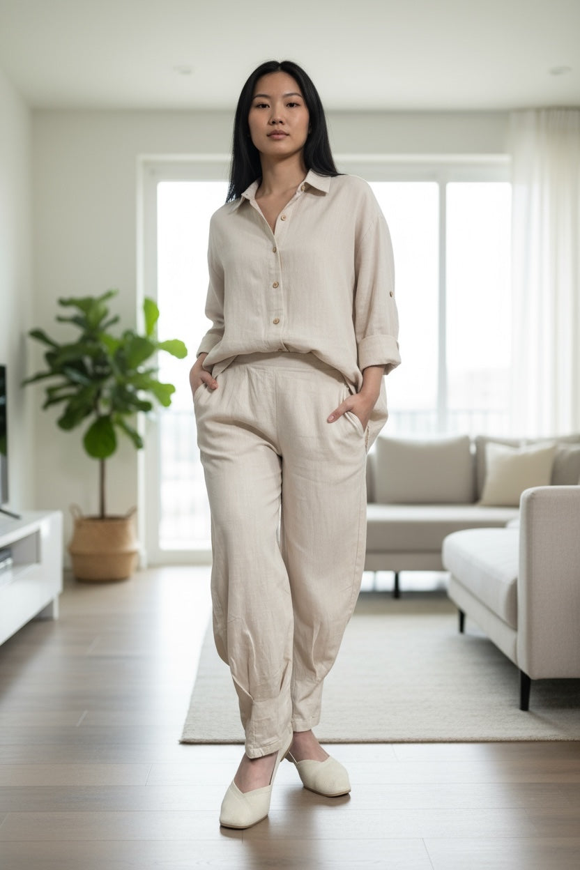 Pure Cotton Shirt and Shalwar Set Beige