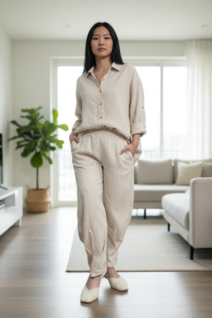 Pure Cotton Shirt and Shalwar Set Beige