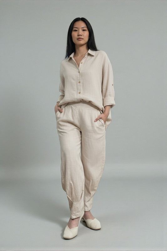 Pure Cotton Shirt and Shalwar Set Cream