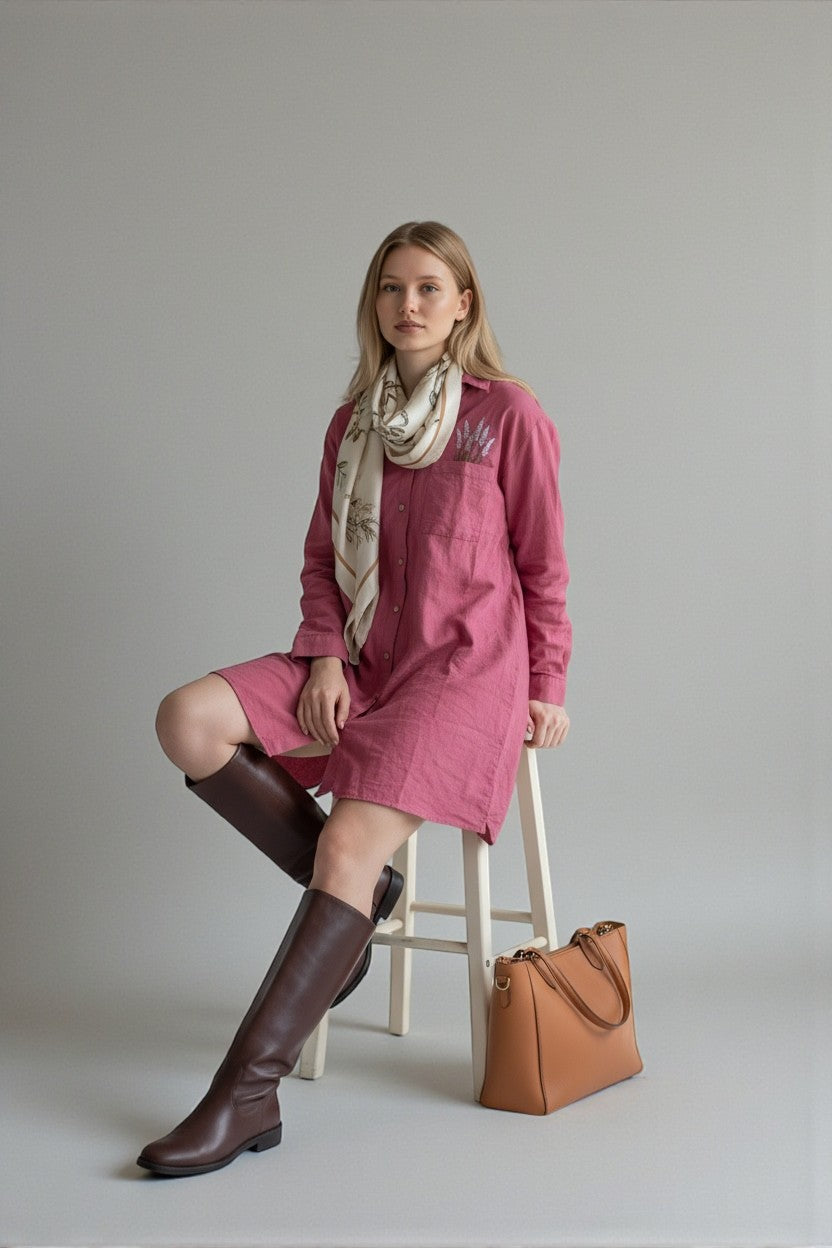 Lavender Bloom Tunic Dress Rose Pink