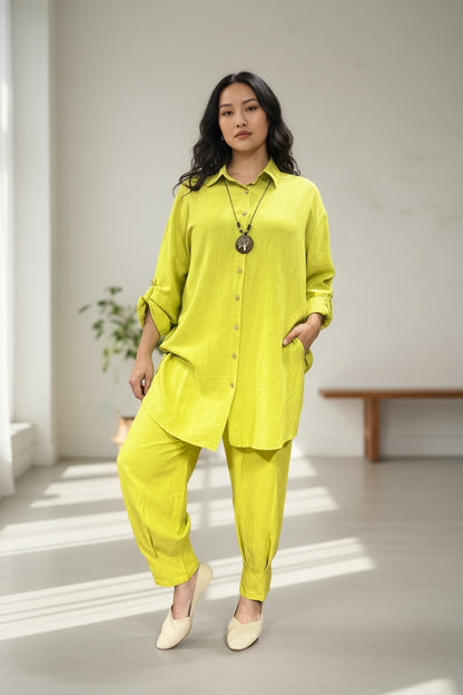 Pure Cotton Shirt and Shalwar Set Bright Green