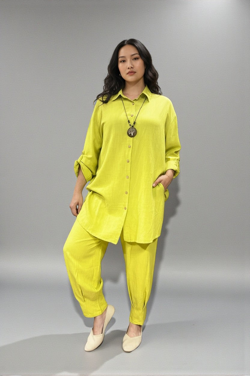 Pure Cotton Shirt and Shalwar Set Bright Green