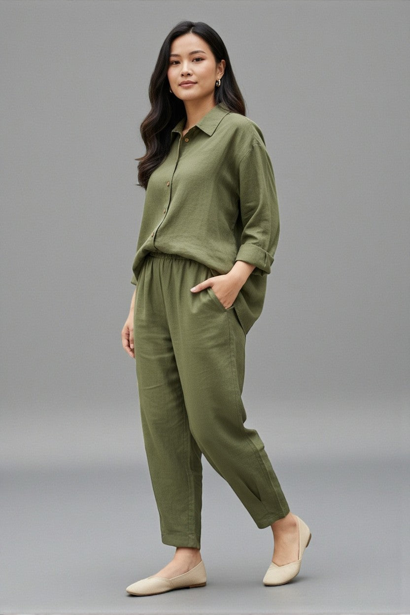 Pure Cotton Shirt and Shalwar Set Sage Green