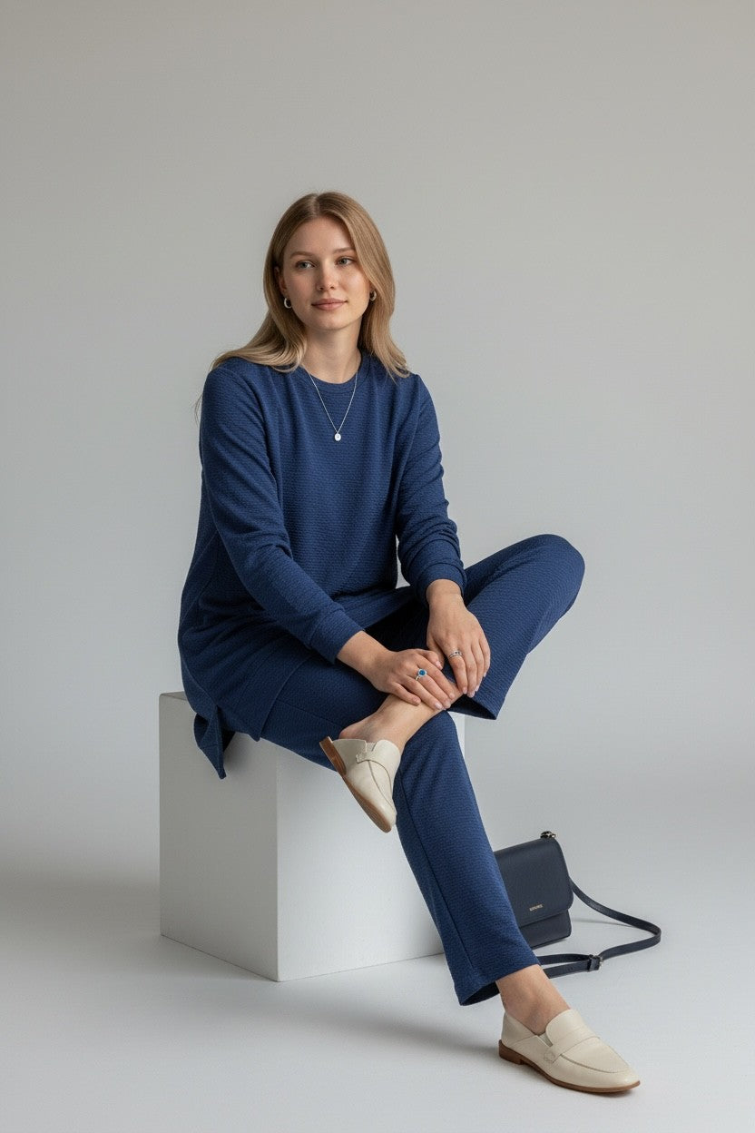 Mercerized knit elegance Blue