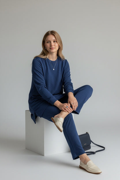 Mercerized knit elegance Blue