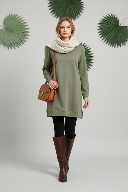 Basic Cotton Solid Color Tunic Dark Pink