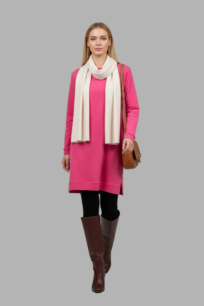 Basic Cotton Solid Color Tunic Dark Pink