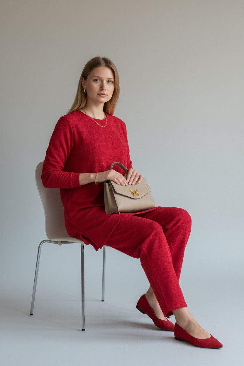 Mercerized knit elegance Red
