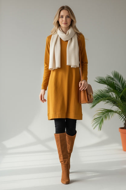 Basic Cotton Solid Color Tunic Dark Pink