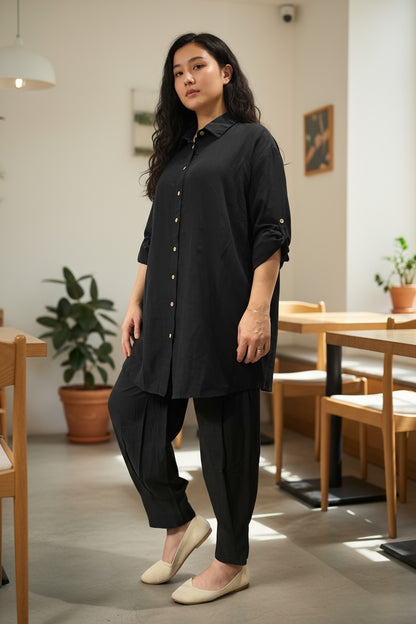 Pure Cotton Shirt and Shalwar Set Black