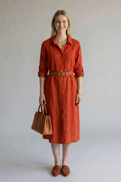 Harmony Natural Flow Dress Deep Red