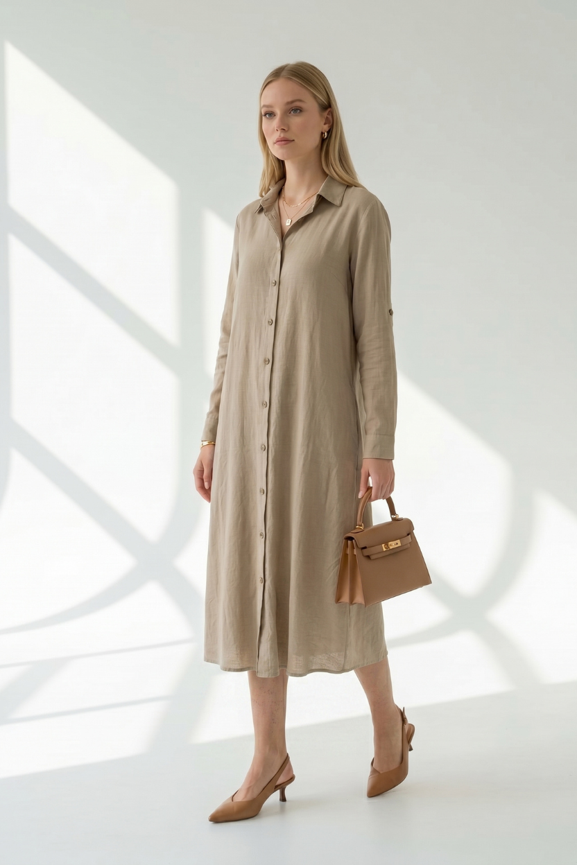 Harmony Natural Flow Dress Beige