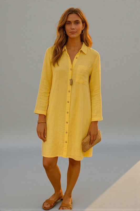 Muslin Cotton Chic Tunic Dress - Lemon