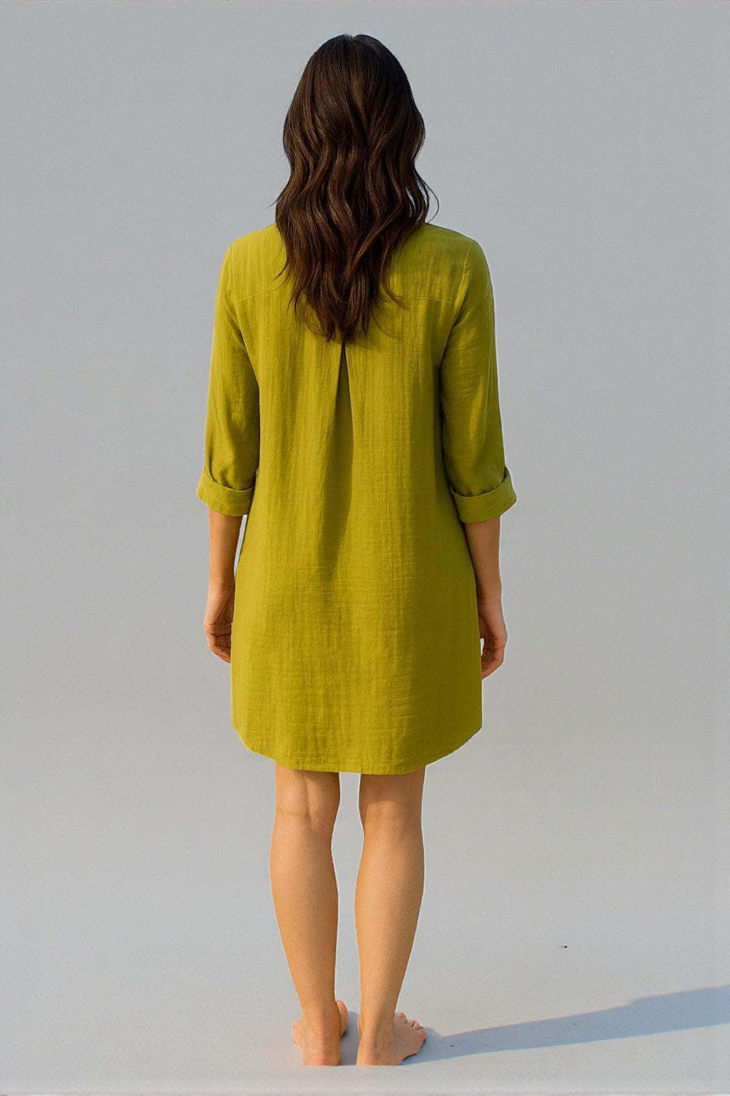 Muslin Cotton Chic Tunic Dress - Forest Green