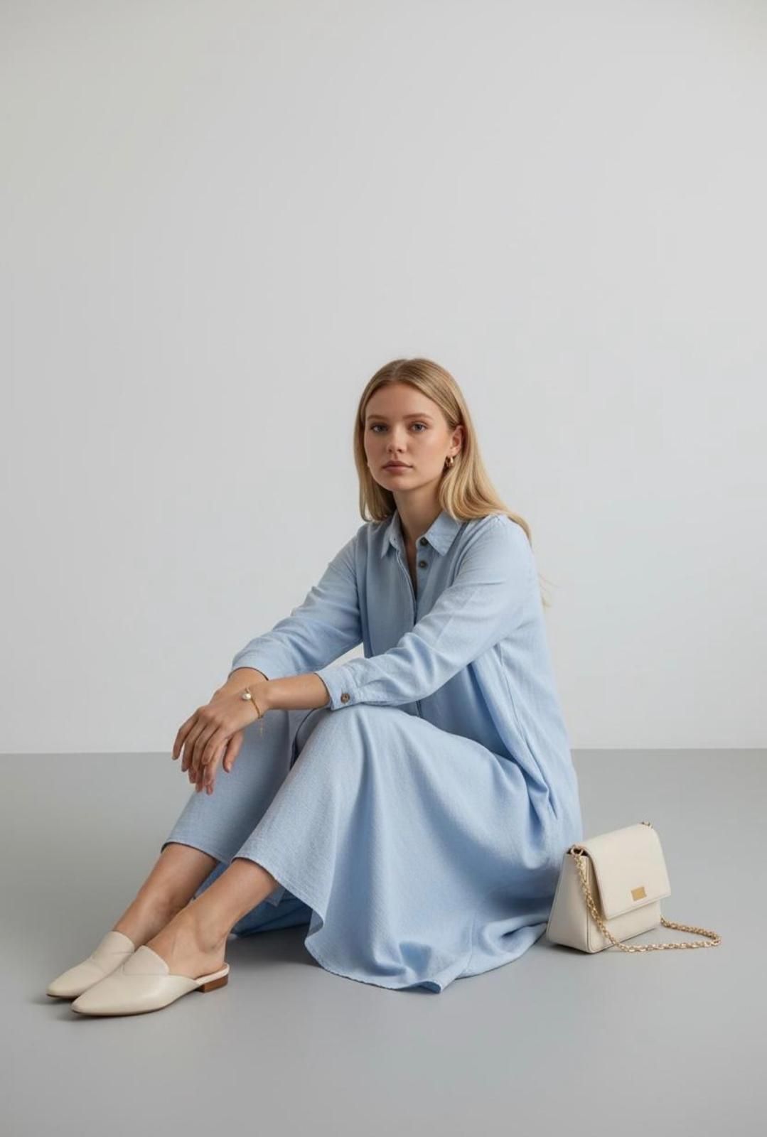 Harmony Natural Flow Dress Light Blue