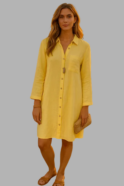 Muslin Cotton Chic Tunic Dress - Lemon