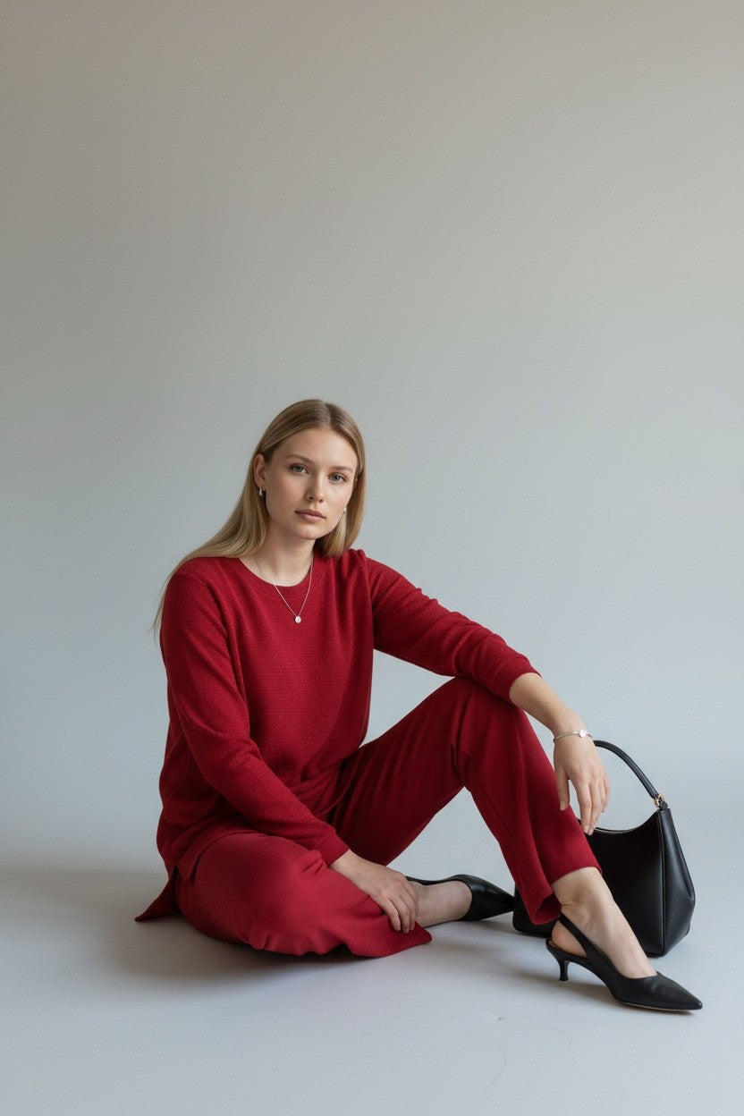 Mercerized knit elegance Red