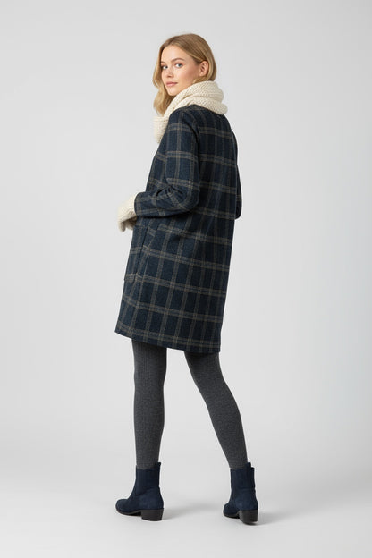 Plaid Patterned Long Sleeved Mini Dress Dark Grey