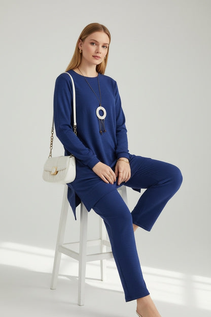 Mercerized knit elegance Blue