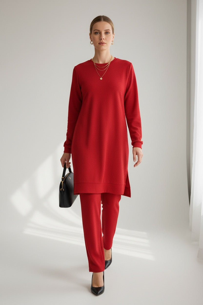 Mercerized knit elegance Red