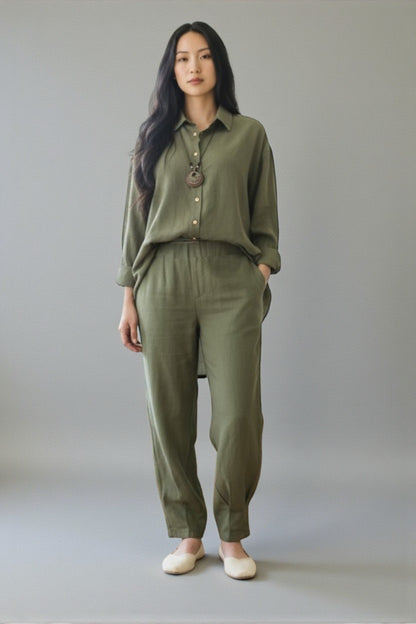 Pure Cotton Shirt and Shalwar Set Sage Green