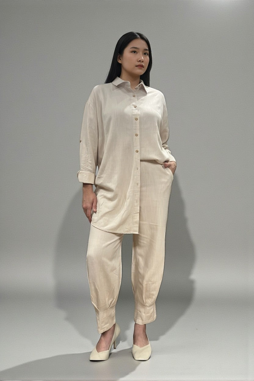 Pure Cotton Shirt and Shalwar Set Beige