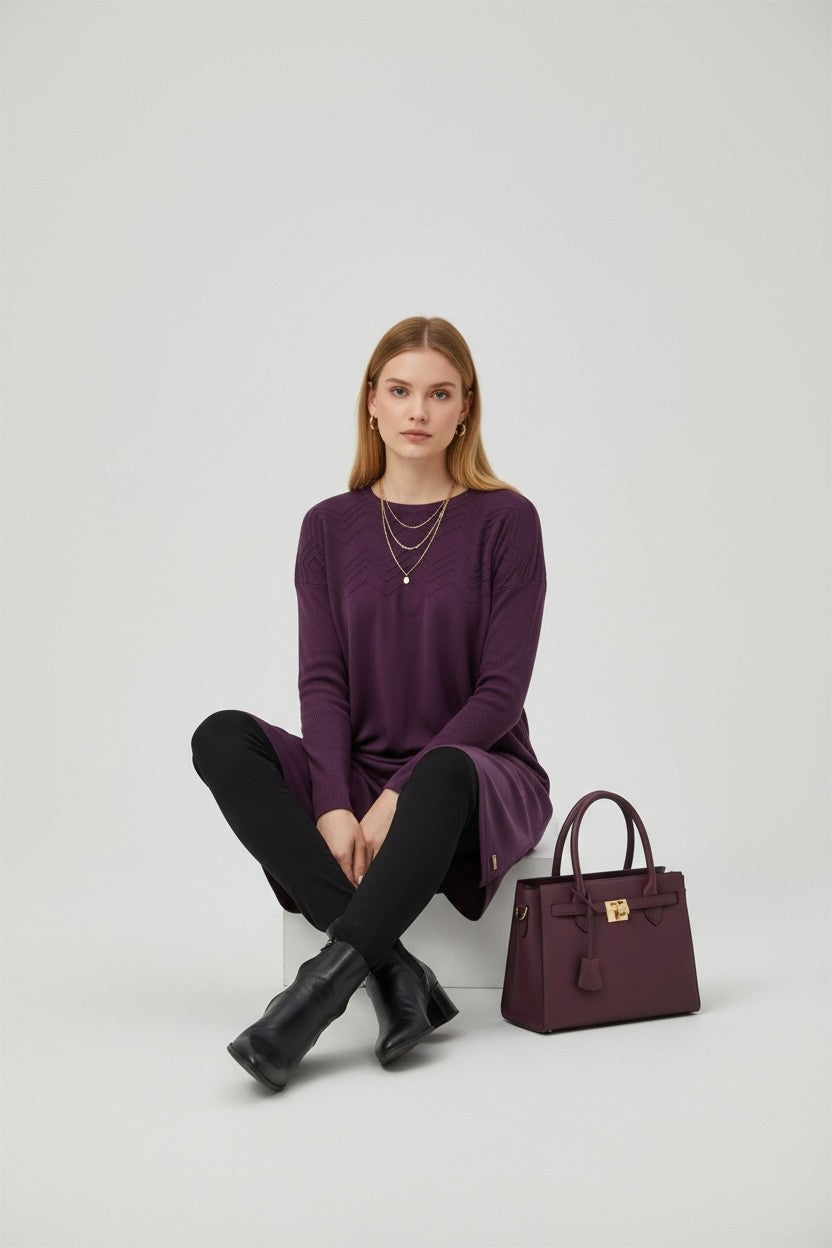 Mercerized knit elegance Purple