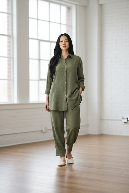 Pure Cotton Shirt and Shalwar Set Sage Green
