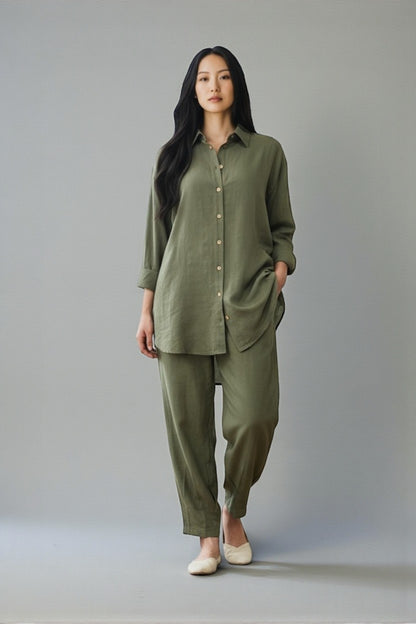 Pure Cotton Shirt and Shalwar Set Sage Green