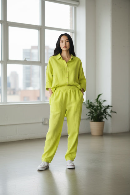 Pure Cotton Shirt and Shalwar Set Bright Green