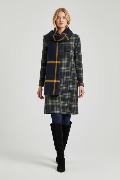 Plaid Patterned Long Sleeved Mini Dress Dark Grey