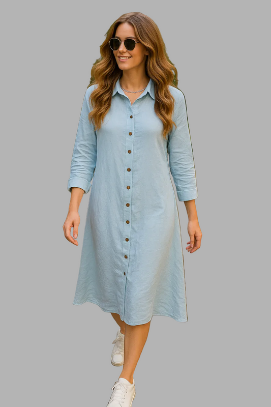 Tunic Dress - Cotton Linen Collection Light Blue