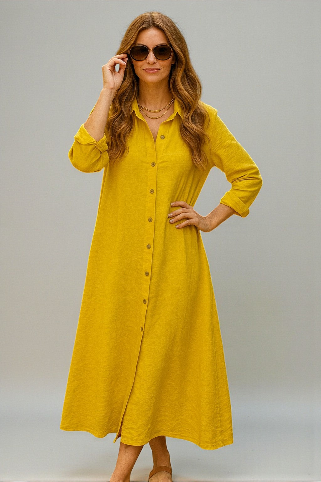 Tunic Dress - Cotton Linen Collection Yellow